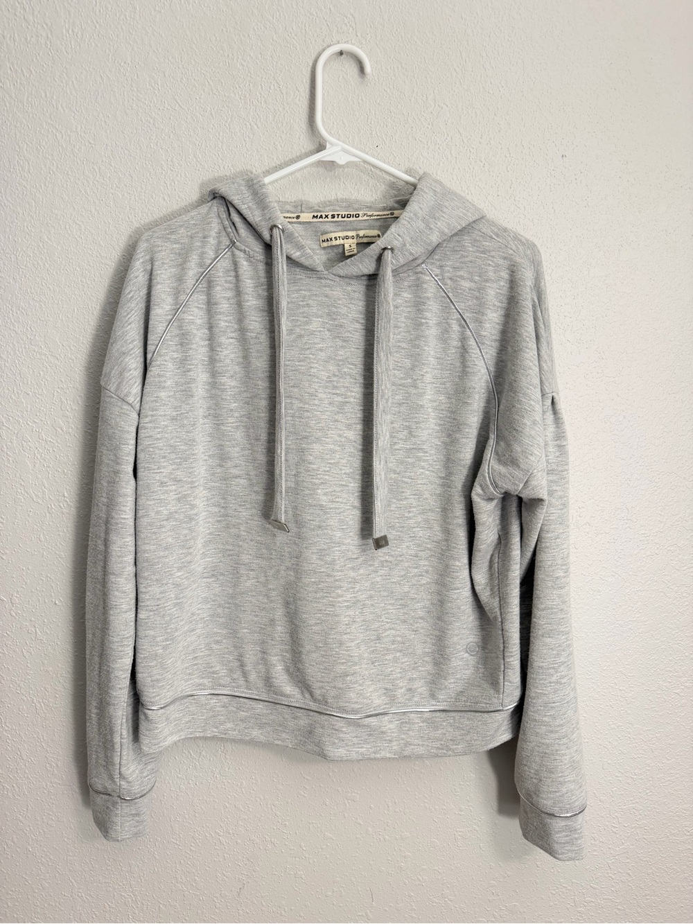 Max Studio Light Gray Women's Hooded Sweatshirt Silver accents